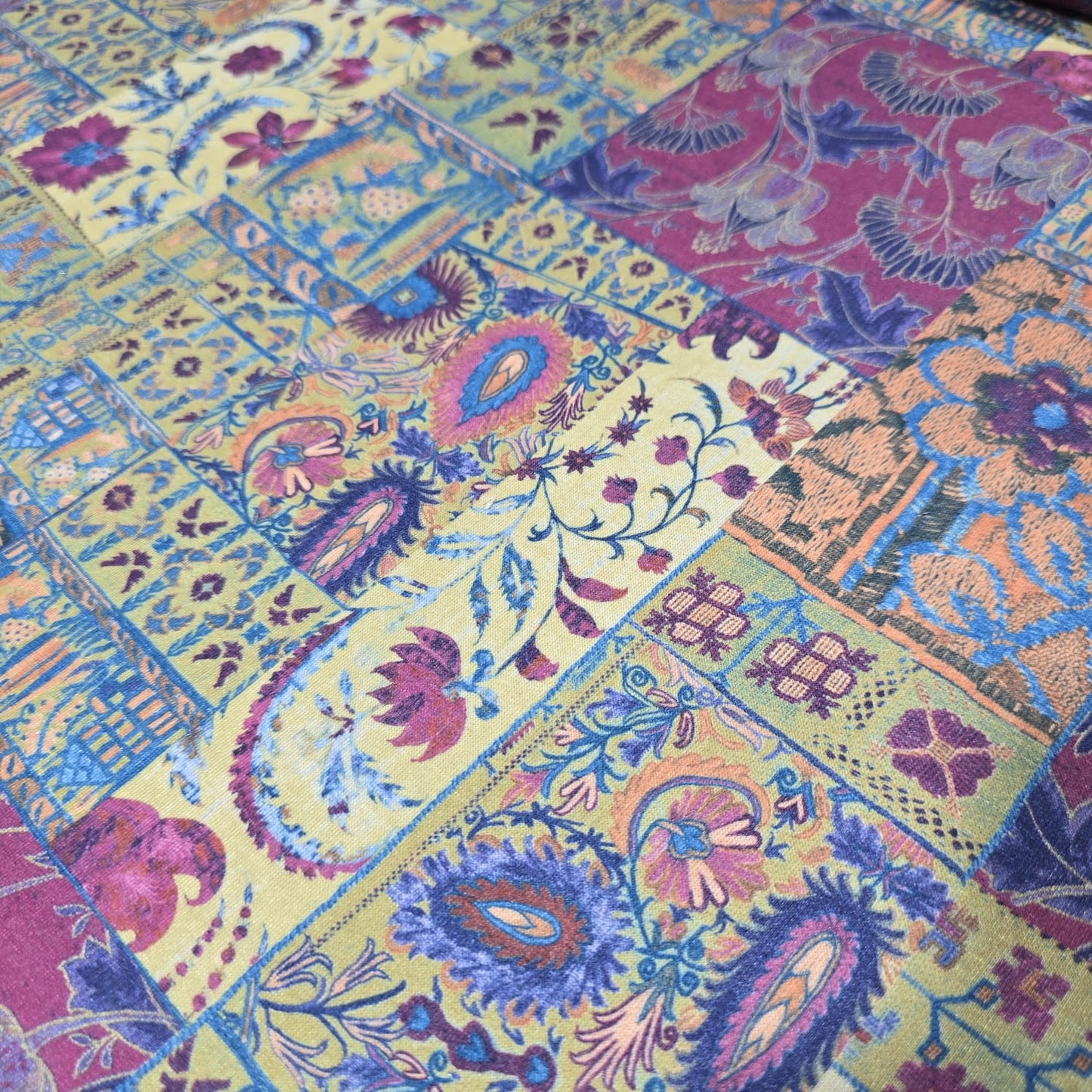 Deadstock Patchwork Paisley Viscose Jersey Fabric 58" Wide | Boho Stretch Dressmaking Fabric By the Meter