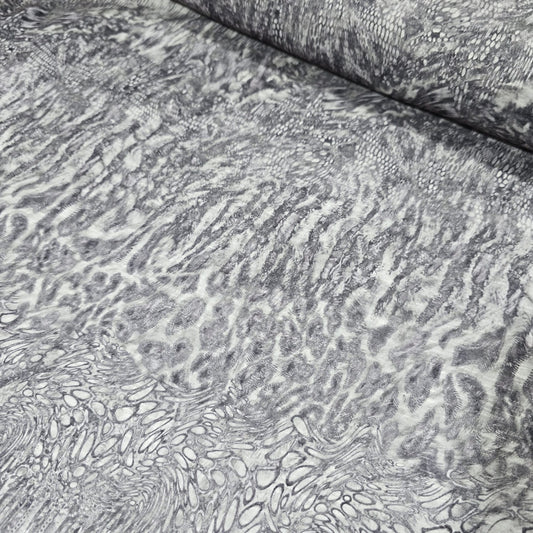 Deadstock Grey Snakeskin Animal Print Viscose Jersey Fabric Stretch 58" By Meter
