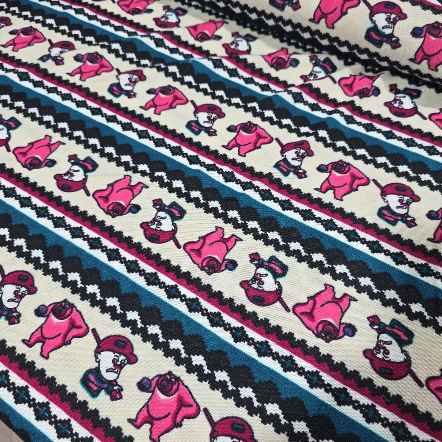 Deadstock Cartoon Stripe Viscose Jersey Fabric Stretch 58" Kids By Meter