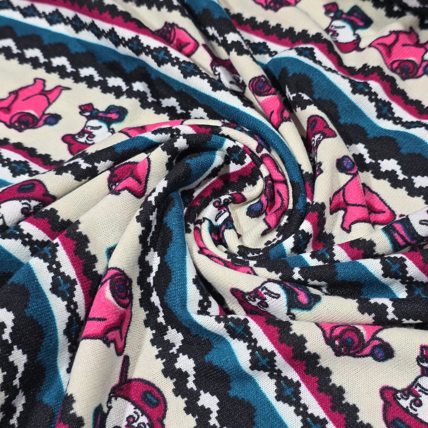Deadstock Cartoon Stripe Viscose Jersey Fabric Stretch 58" Kids By Meter