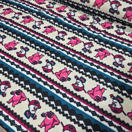 Deadstock Cartoon Stripe Viscose Jersey Fabric Stretch 58" Kids By Meter