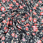 Deadstock Black Floral Viscose Jersey Fabric Pink Coral Ditsy Stretch 58" By Meter