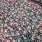 Deadstock Black Floral Viscose Jersey Fabric Pink Coral Ditsy Stretch 58" By Meter