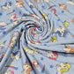 Pastel Unicorn Rainbow Cotton Jersey Fabric Blue Kids Stretch 58" By Meter