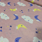 Sleepy Moon Cotton Jersey Fabric Clouds Stars Nursery Baby Stretch 58" By Meter