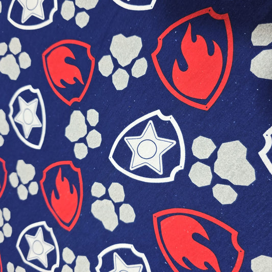 Firefighter Cotton Jersey Fabric Fire Rescue Shield Print 58" By Meter