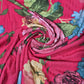 Pink Floral Plissé Ribbed Jersey Stretch Fabric – Large Rose Print Dress Fabric