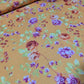 Mustard Floral Plissé Stretch Ribbed Jersey Vintage Rose Dress Fabric By The Meter