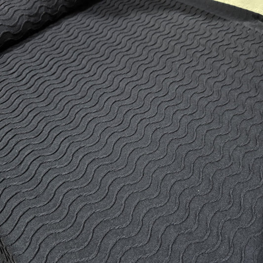 Navy Blue Textured Wave Ribbed Jersey Fabric Stretch Dressmaking Material By The Meter