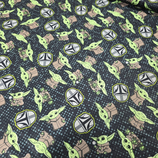 Baby Yoda Inspired Single Fleece Scuba Fabric 58" Stretch Character Dress Craft Material By The Meter