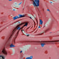 Scuba Crepe Fabric – Winter Animals & Snow Print on Pink | Stretch Fabric by the Meter (58” Wide)