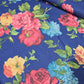 Royal Blue Floral Scuba Crepe Fabric 58" Stretch Dressmaking Material By The Meter