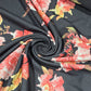 Black Floral Scuba Crepe Fabric 58" Stretch Dressmaking Material By The Meter