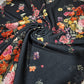 Black Floral Scuba Crepe Fabric 58" Stretch Dressmaking Material By The Meter