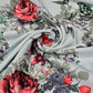 Mint Floral Scuba Crepe Fabric 58" Stretch Dressmaking Material By The Meter