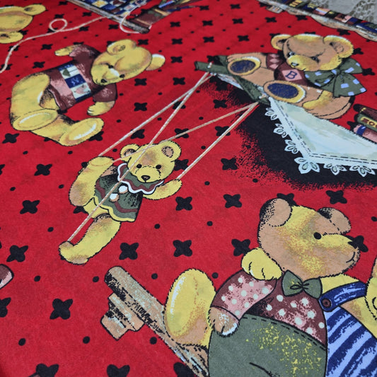 Teddy Bear Scuba Fabric Red 58" Stretch Dress Craft Upholstery Material By The Meter