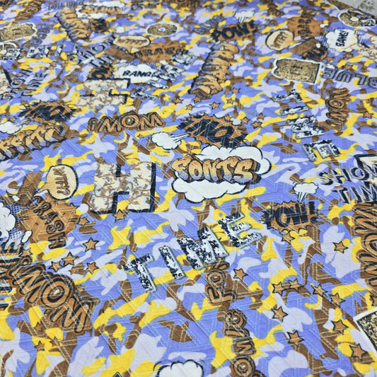 Comic Graffiti Print Bonded Scuba Fabric – Stretch Material (58” Wide) By The Meter | Urban Style for Clothing & Crafts