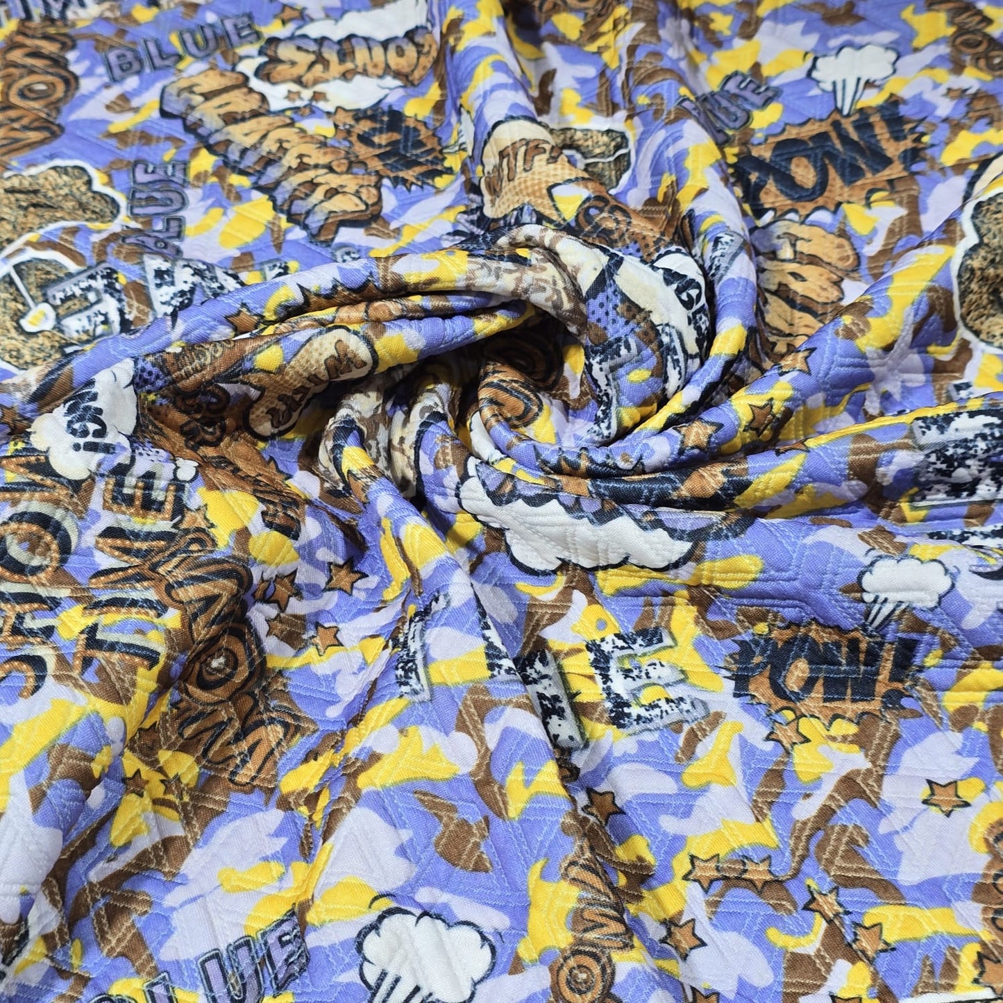 Comic Graffiti Print Bonded Scuba Fabric – Stretch Material (58” Wide) By The Meter | Urban Style for Clothing & Crafts