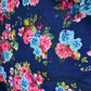 Floral Bouquet Scuba Fabric Navy 58" Stretch Dress Craft Upholstery Material By The Meter