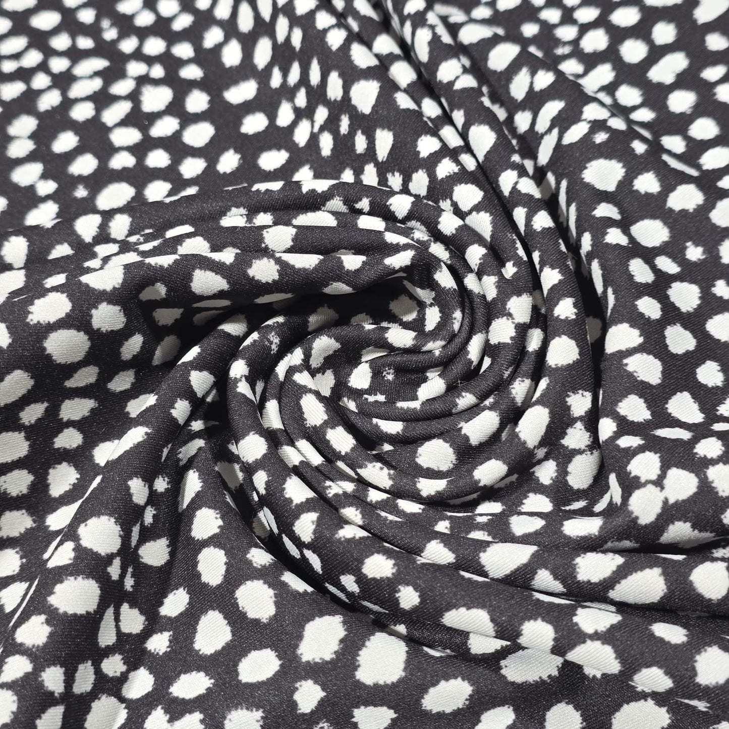 Abstract Spot Scuba Fabric 58" Black White Stretch Dressmaking Fabric By The Mete