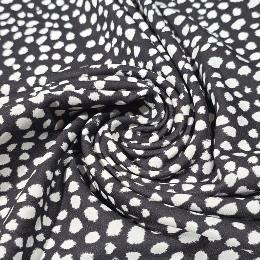 Abstract Spot Scuba Fabric 58" Black White Stretch Dressmaking Fabric By The Mete