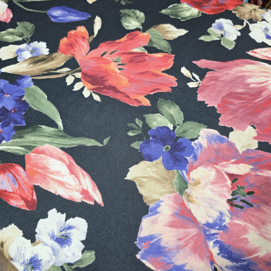 Large Floral Scuba Fabric 58" Stretch Dressmaking Fabric Rose Print Material By The Meter