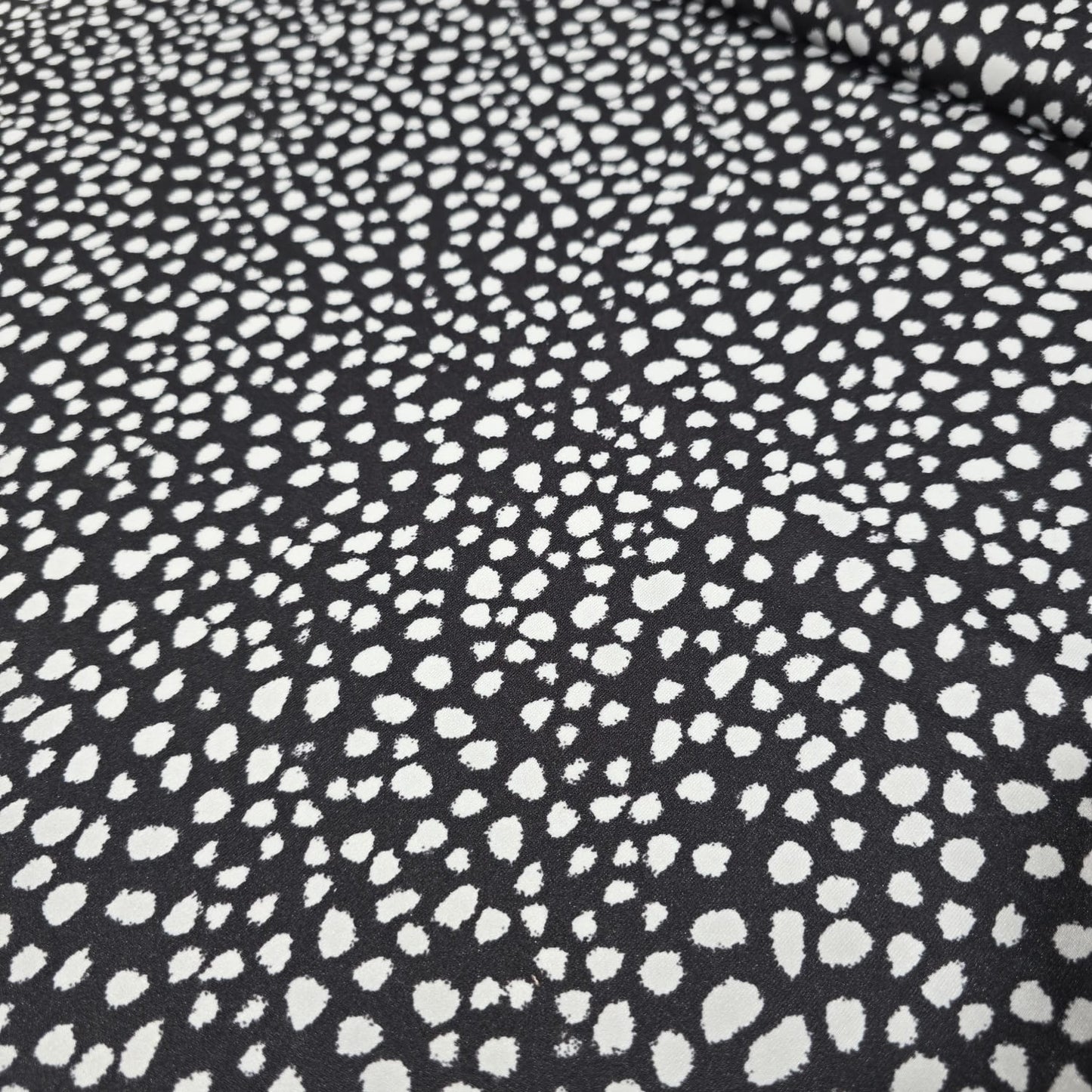 Abstract Spot Scuba Fabric 58" Black White Stretch Dressmaking Fabric By The Mete