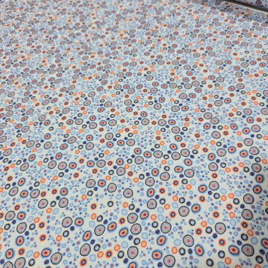 Retro Bubble Scuba Fabric 58" Blue Abstract Circle Stretch Dressmaking Fabric By The Meter