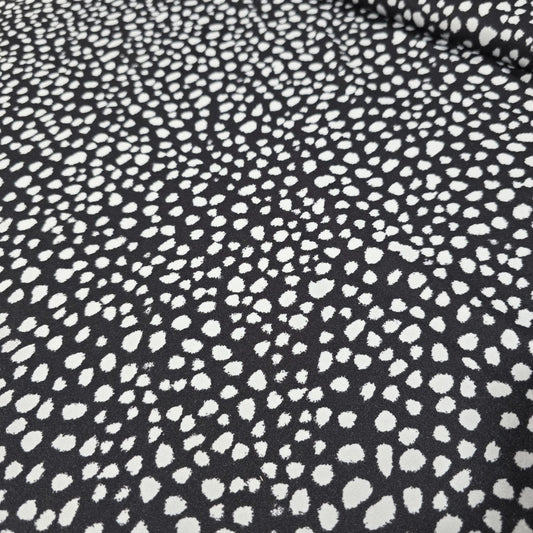 Abstract Spot Scuba Fabric 58" Black White Stretch Dressmaking Fabric By The Mete