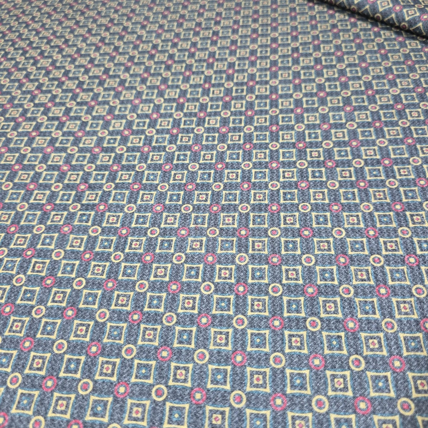 Geometric Diamond Scuba Fabric 58" Retro Stretch Dressmaking Fabric By The Meter