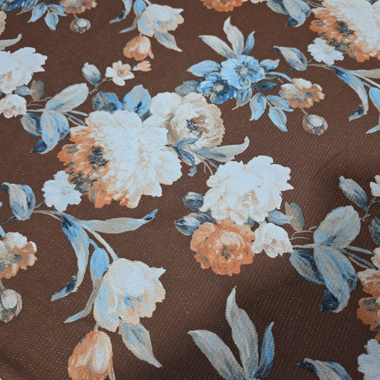 Brown Floral Dri Fit Jersey Fabric 58" Sports Stretch Activewear Fabric By The Meter