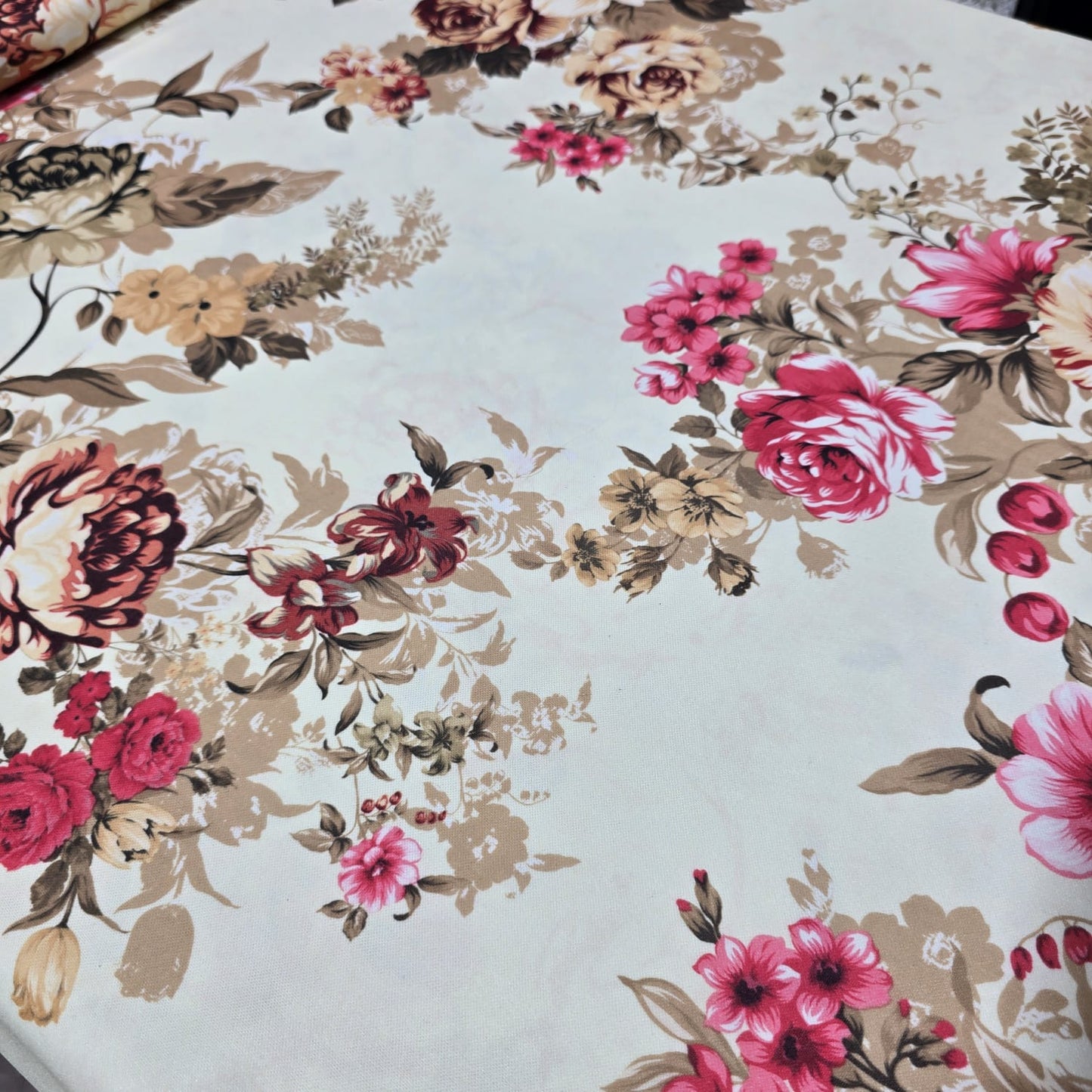 Vintage Rose Scuba Fabric – Soft Stretch Floral Material by the Meter 58” Wide)