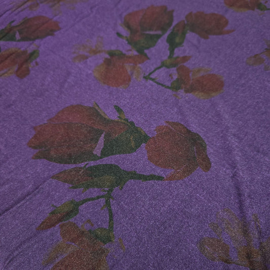Amethyst Vintage Rose ITY Stretch Fabric | 58" Wide Soft Floral Jersey Dressmaking Fabric – Sold by the Metre
