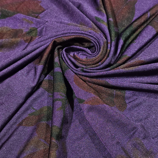 Amethyst Vintage Rose ITY Stretch Fabric | 58" Wide Soft Floral Jersey Dressmaking Fabric – Sold by the Metre