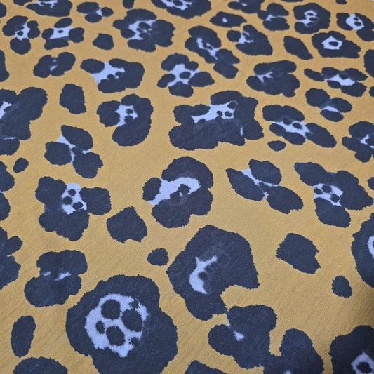Mustard Leopard Print ITY Stretch Fabric 58" Jersey Dress Fabric By The Metre