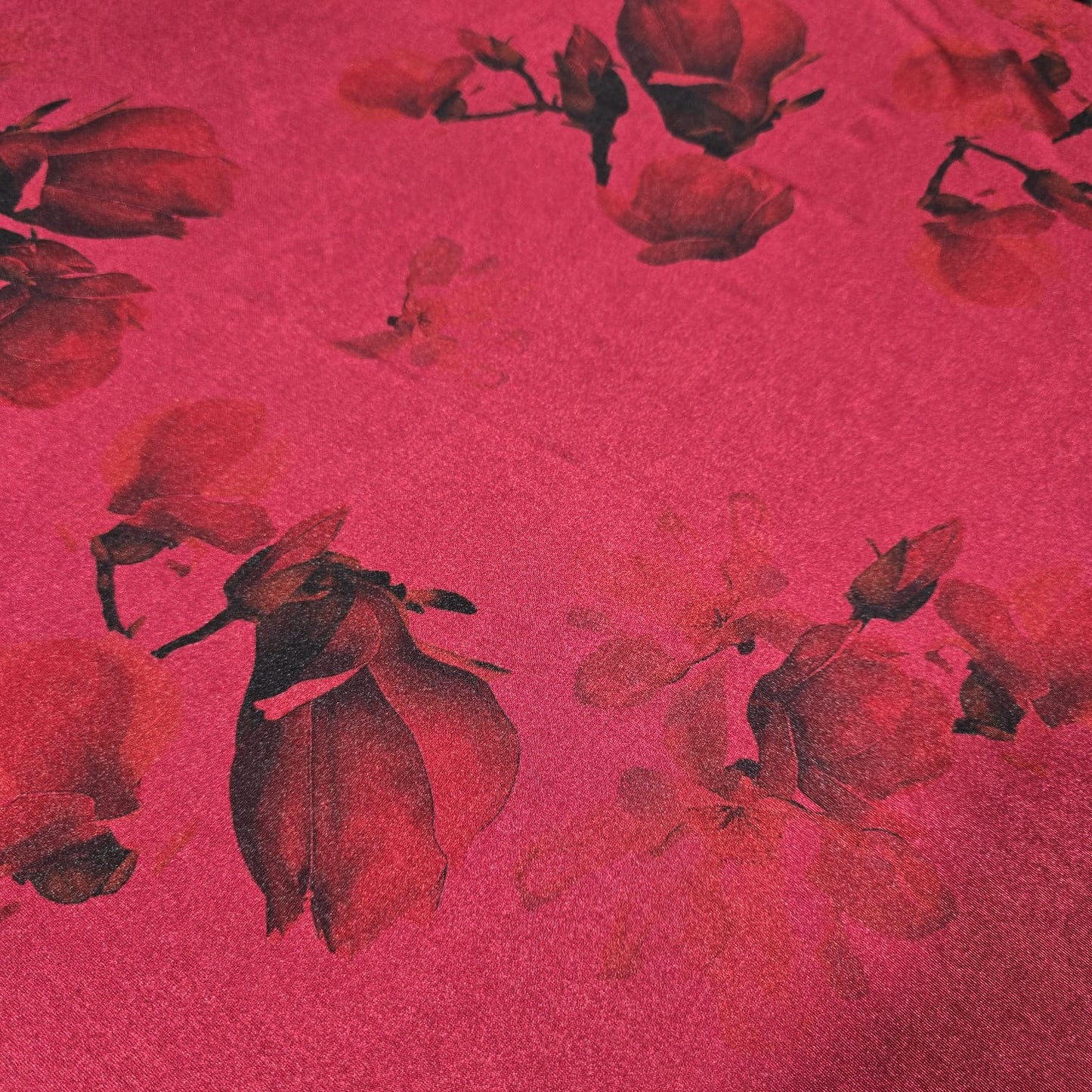 Ruby Noir Rose ITY Stretch Fabric | 58" Wide Floral Jersey Dressmaking Fabric – Sold by the Metre