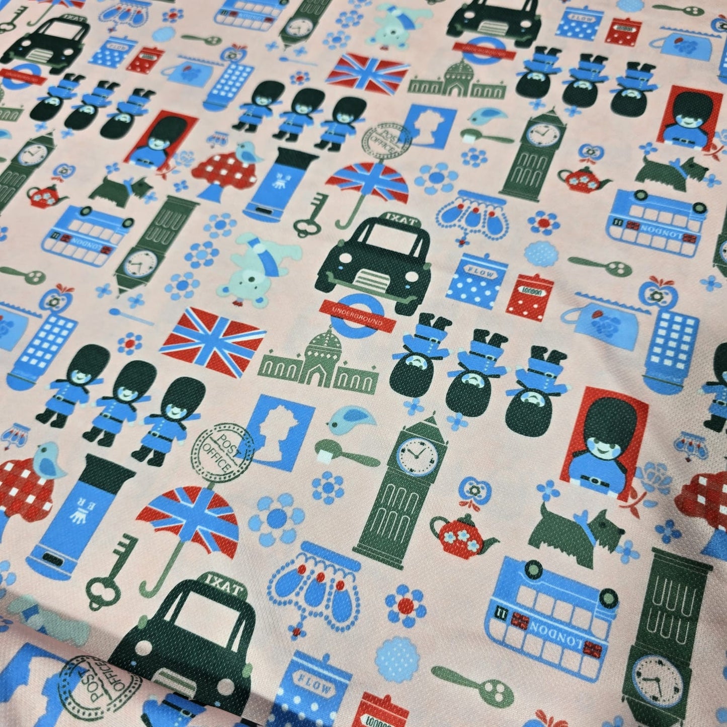 London Landmarks ITY Stretch Fabric | 58" Wide British Icons Jersey Dressmaking Fabric – Sold by the Metre