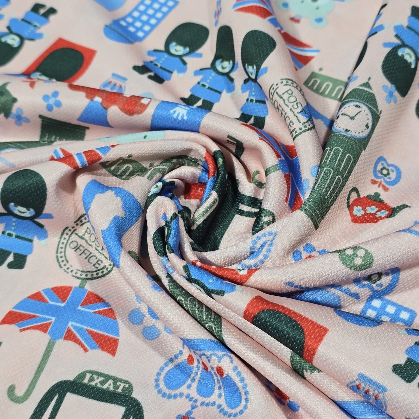 London Landmarks ITY Stretch Fabric | 58" Wide British Icons Jersey Dressmaking Fabric – Sold by the Metre