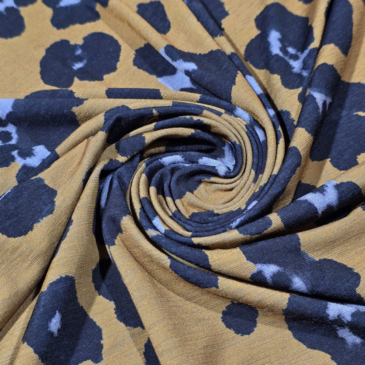 Mustard Leopard Print ITY Stretch Fabric 58" Jersey Dress Fabric By The Metre