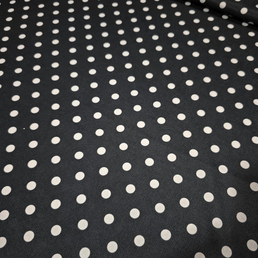 Black White Polka Dot ITY Stretch Fabric 58" Jersey Fabric By The Metre
