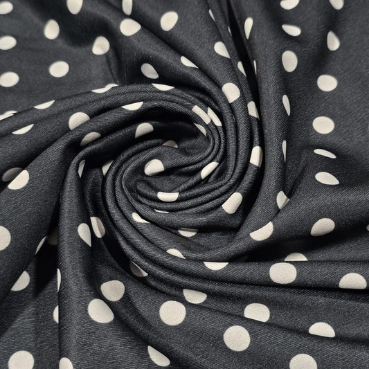 Black White Polka Dot ITY Stretch Fabric 58" Jersey Fabric By The Metre