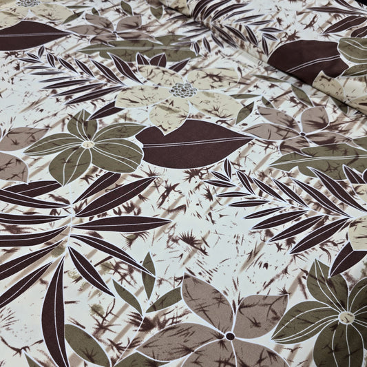 Brown Beige Floral ITY Stretch Fabric 58" Jersey Dress Fabric By The Metre