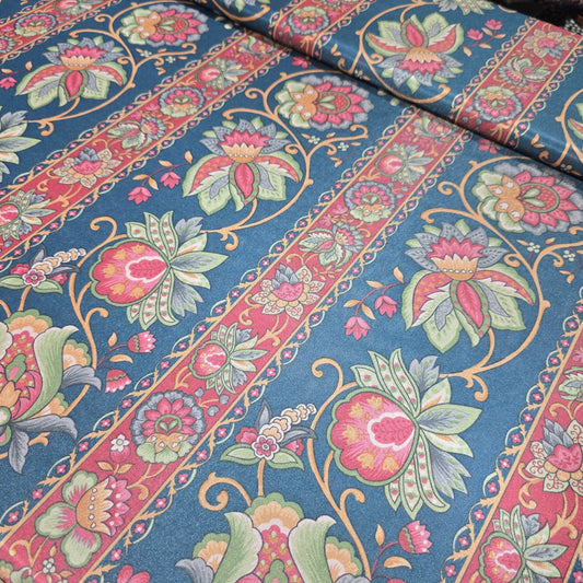 Vintage Floral Stripe ITY Jersey Fabric 58" Stretch Dress Fabric By The Metre