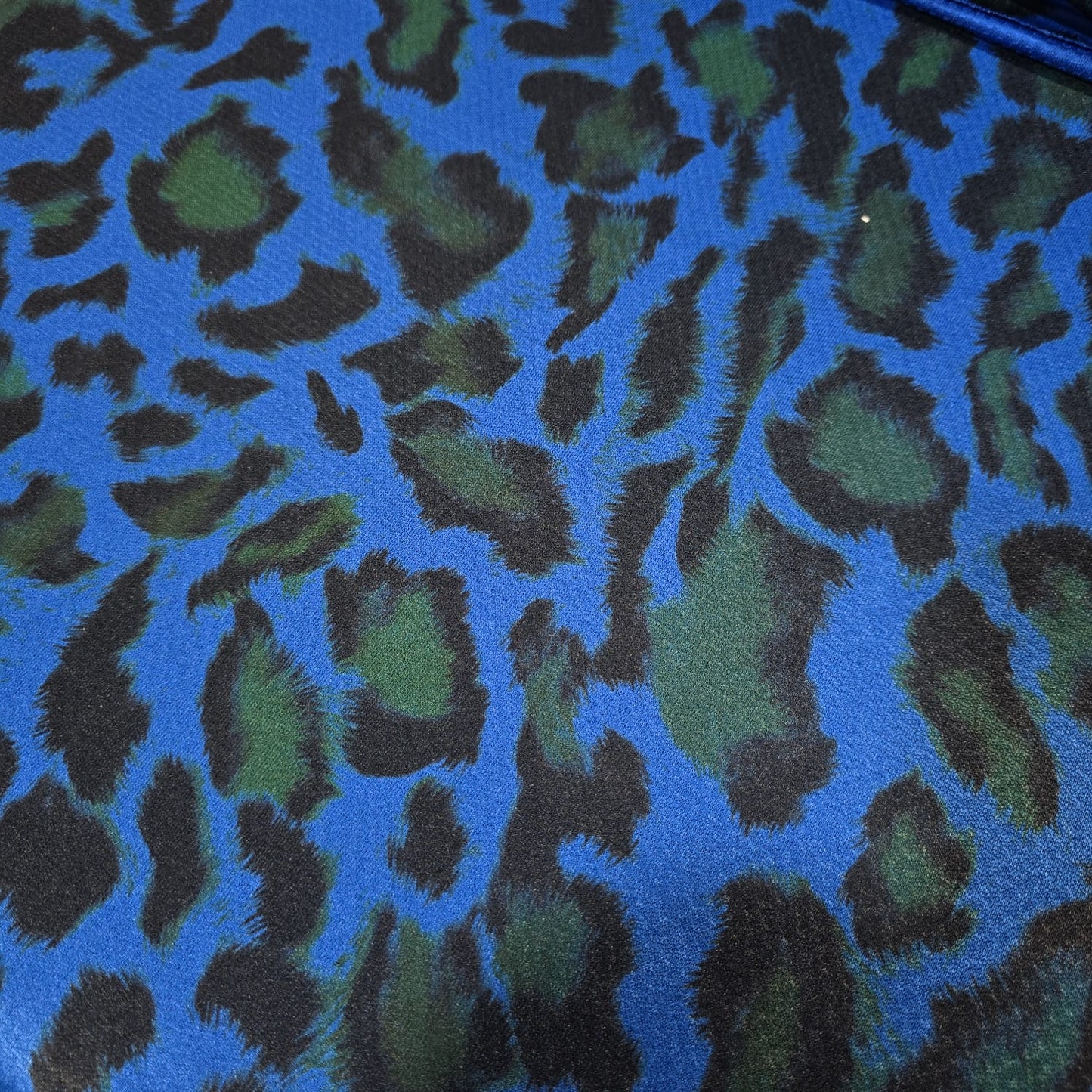 Blue Leopard Print Polyester Jersey Fabric – 58" Wide Stretch Dressmaking Fabric Sold By The Metre