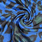 Blue Leopard Print Polyester Jersey Fabric – 58" Wide Stretch Dressmaking Fabric Sold By The Metre