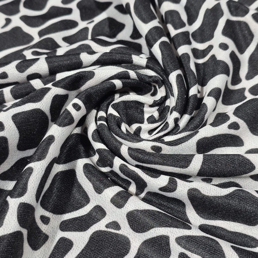 Black & White Animal Print Polyester Jersey Fabric – 58" Wide Stretch Dressmaking Fabric Sold By The Metre