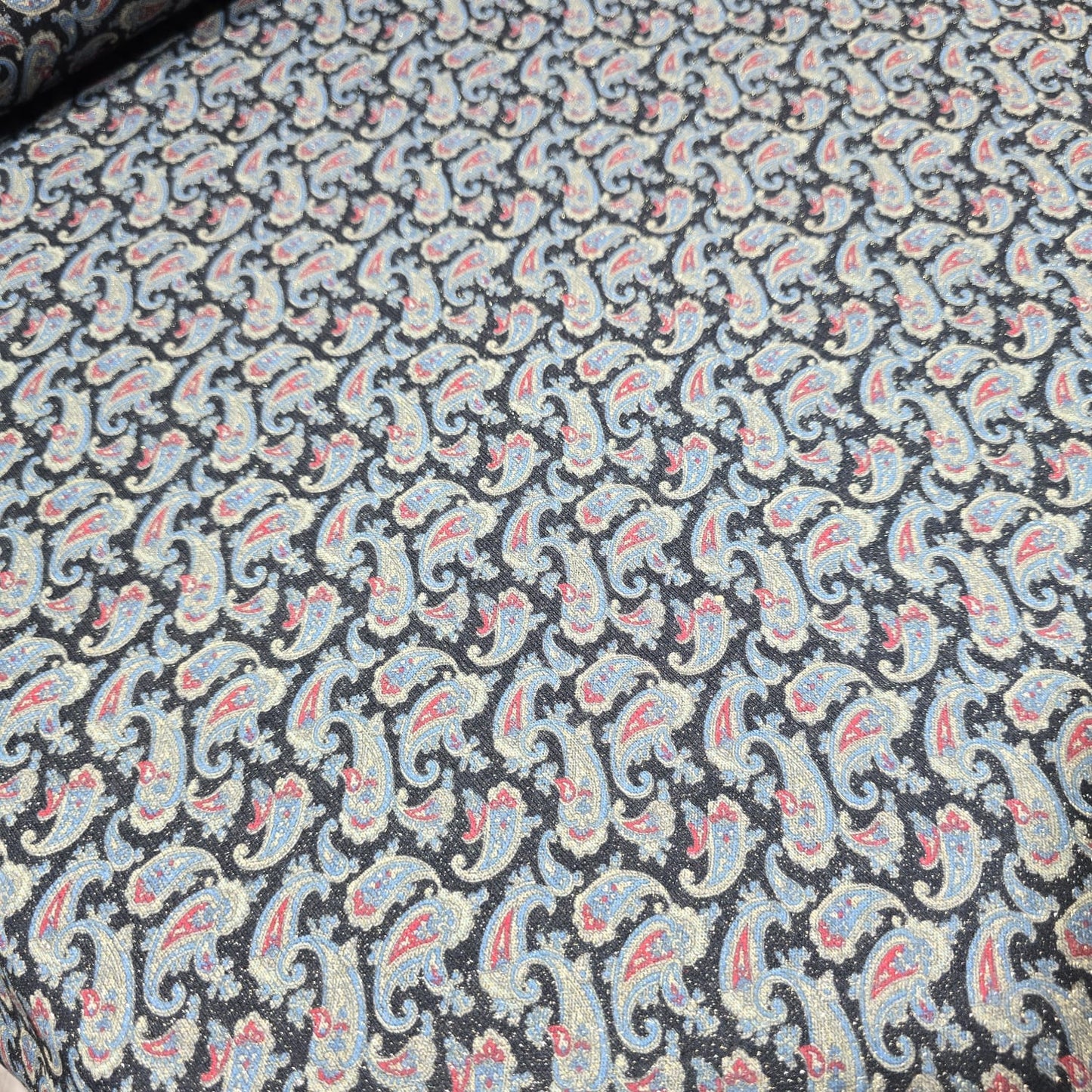 Navy Paisley Print Ponte Roma Jersey Fabric – 58" Wide Stretch Dressmaking Fabric Sold By The Metre
