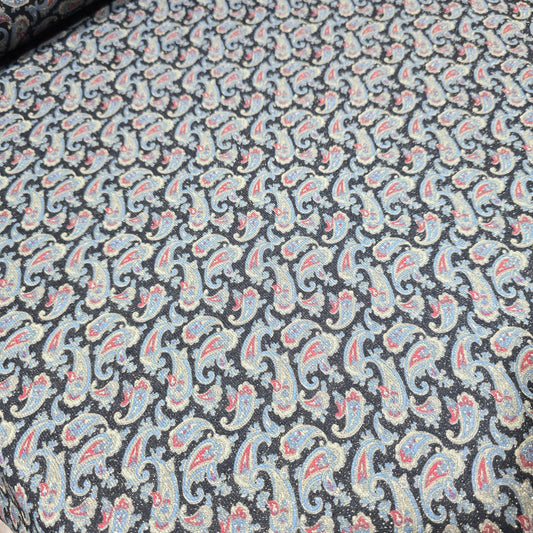 Navy Paisley Print Ponte Roma Jersey Fabric – 58" Wide Stretch Dressmaking Fabric Sold By The Metre