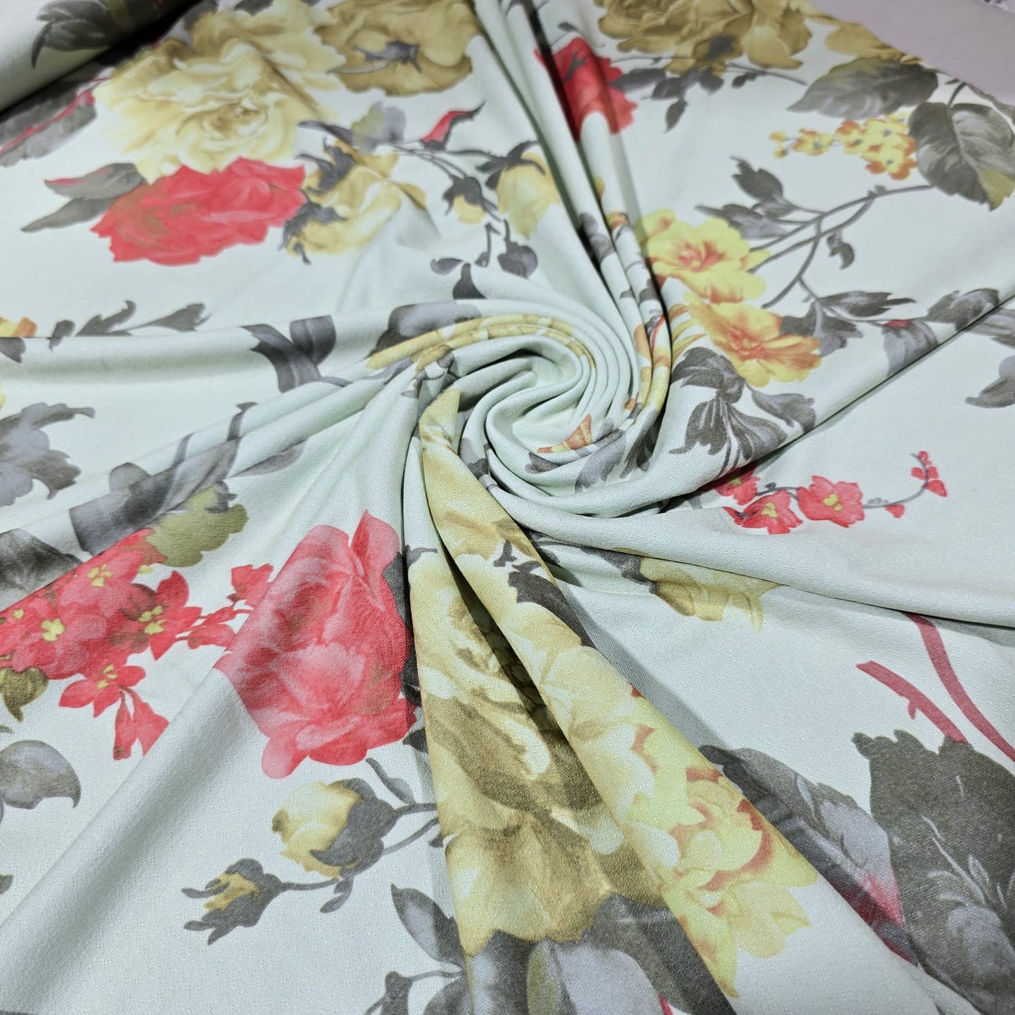 Vintage Rose Floral Jersey Fabric – 58" Wide Stretch Dressmaking Fabric Sold By The Metre