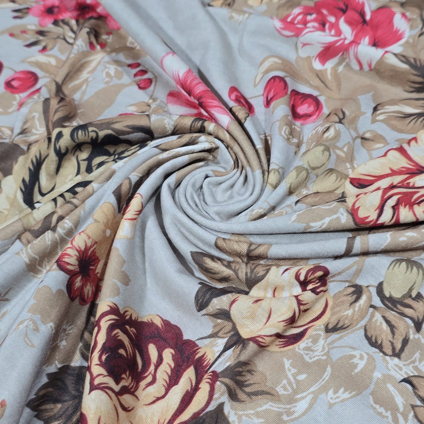 Vintage Floral Jersey Fabric – 58" Wide Stretch Dressmaking Fabric Sold By The Metre